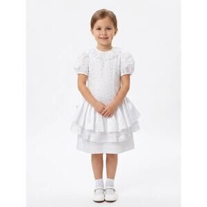 Kate Greenaway Girls 6x White Peplum Bow Vintage 80s 90s Party Communion Dress